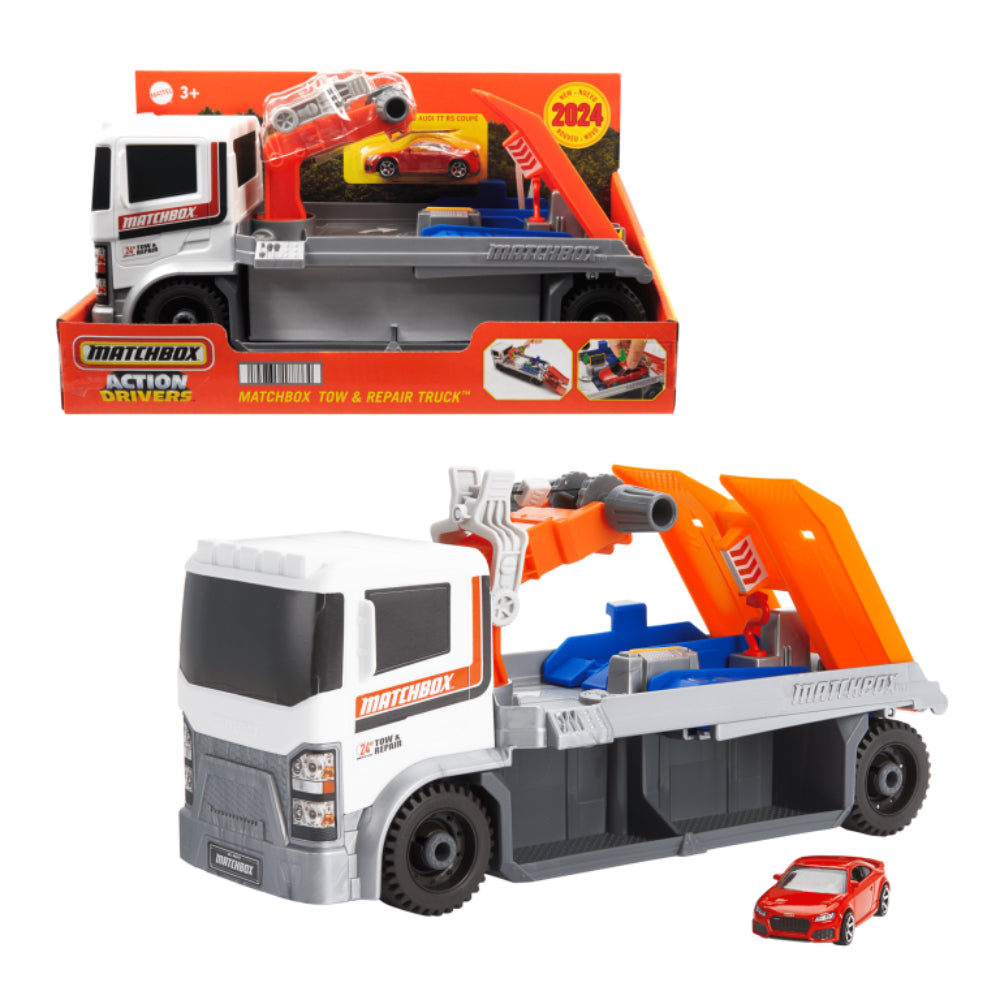 Matchbox Action Driver Tow and Repair Truck with 1:64 Scale Car