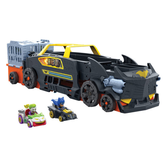 Hot Wheels RacerVerse Batman's Escape Chase Vehicle Transforms Track Set with 2 Die-Cast Toy Cars