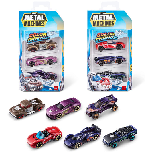 Metal Machines Series 2 Color Change Mini Die-Cast Cars (2 Sets of 3 Pack)