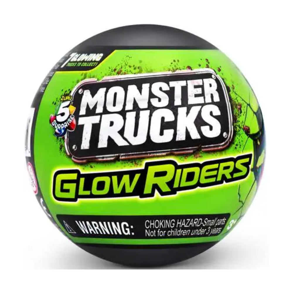 Zuru 5 Surprise Monster Trucks Glow Riders Series 2 Miniature Mystery Collectible Capsules