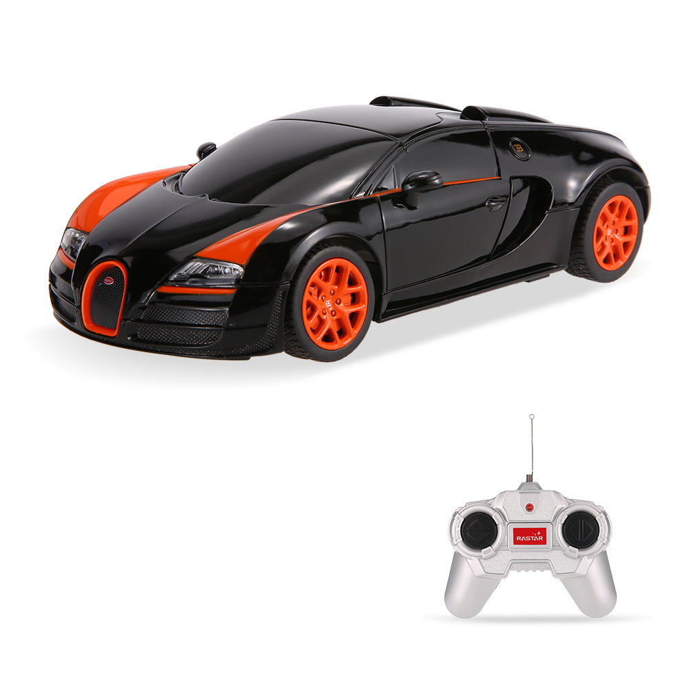 Raster 1: 24 Bugatti Remote Control Race Toy Car, Black