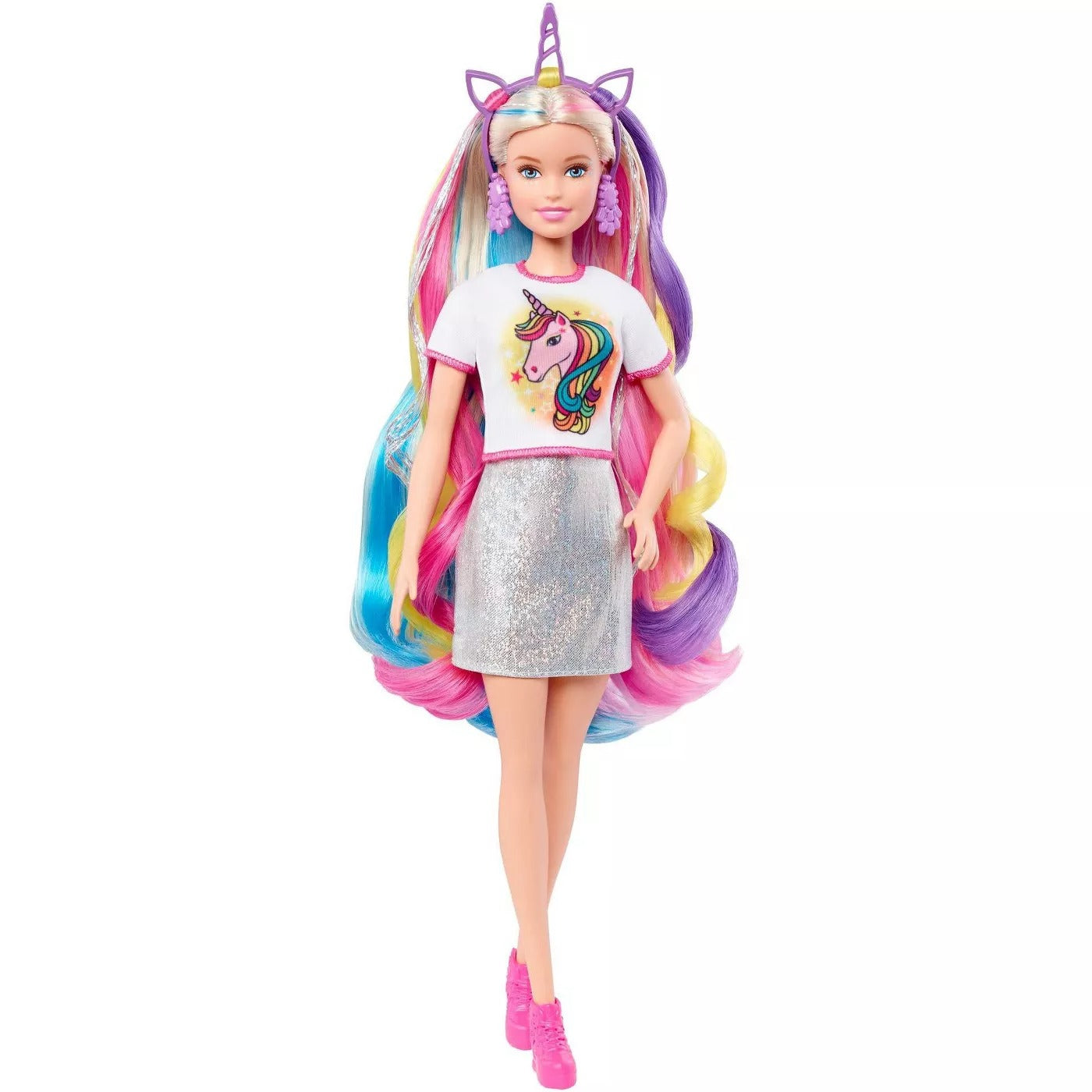 Muñeca Barbie con cabello de fantasía, sirena y unicornio