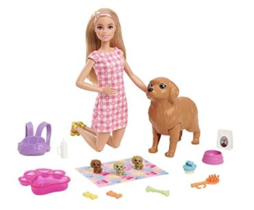 Juego de cachorros recién nacidos de Barbie (14 piezas)