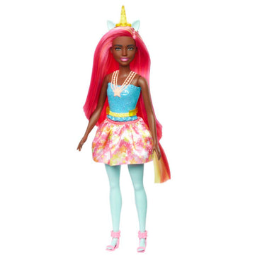 Muñeca Barbie Dreamtopia Unicornio con cabello rosa y amarillo