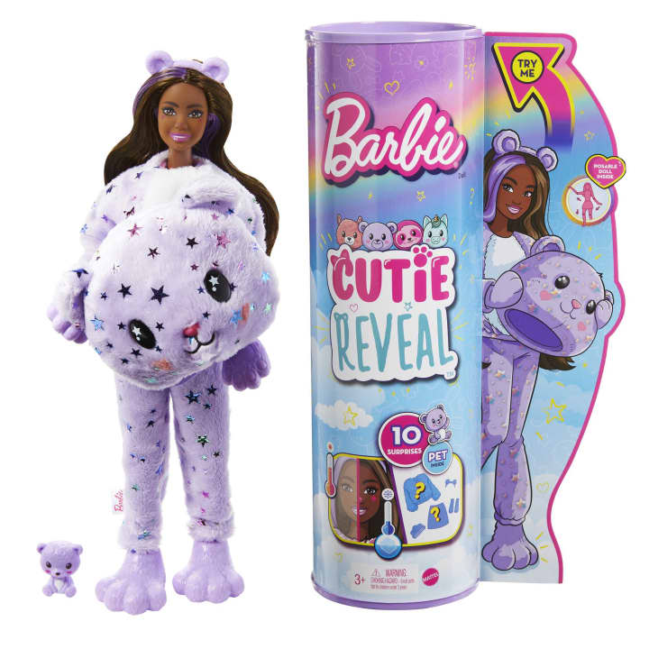 Muñeca Barbie Cutie Reveal Fashion con disfraz de osito de peluche y 10 sorpresas
