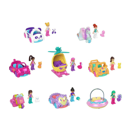 Conjunto de muñeca en miniatura y vehículo de fundición a presión Polly Pocket con minimascota (surtido)