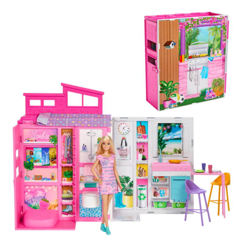 Casa de vacaciones de Barbie con muñeca Barbie y juego