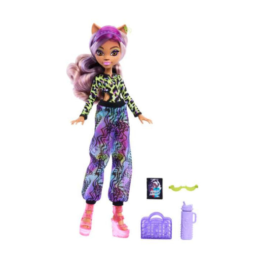 Muñeca de moda Clawdeen Wolf de la Isla Scare-Adise de Monster High con traje de baño y accesorios