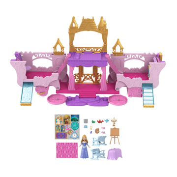 Disney Princess Carriage to Castle Transforming Playset with Aurora Small Doll