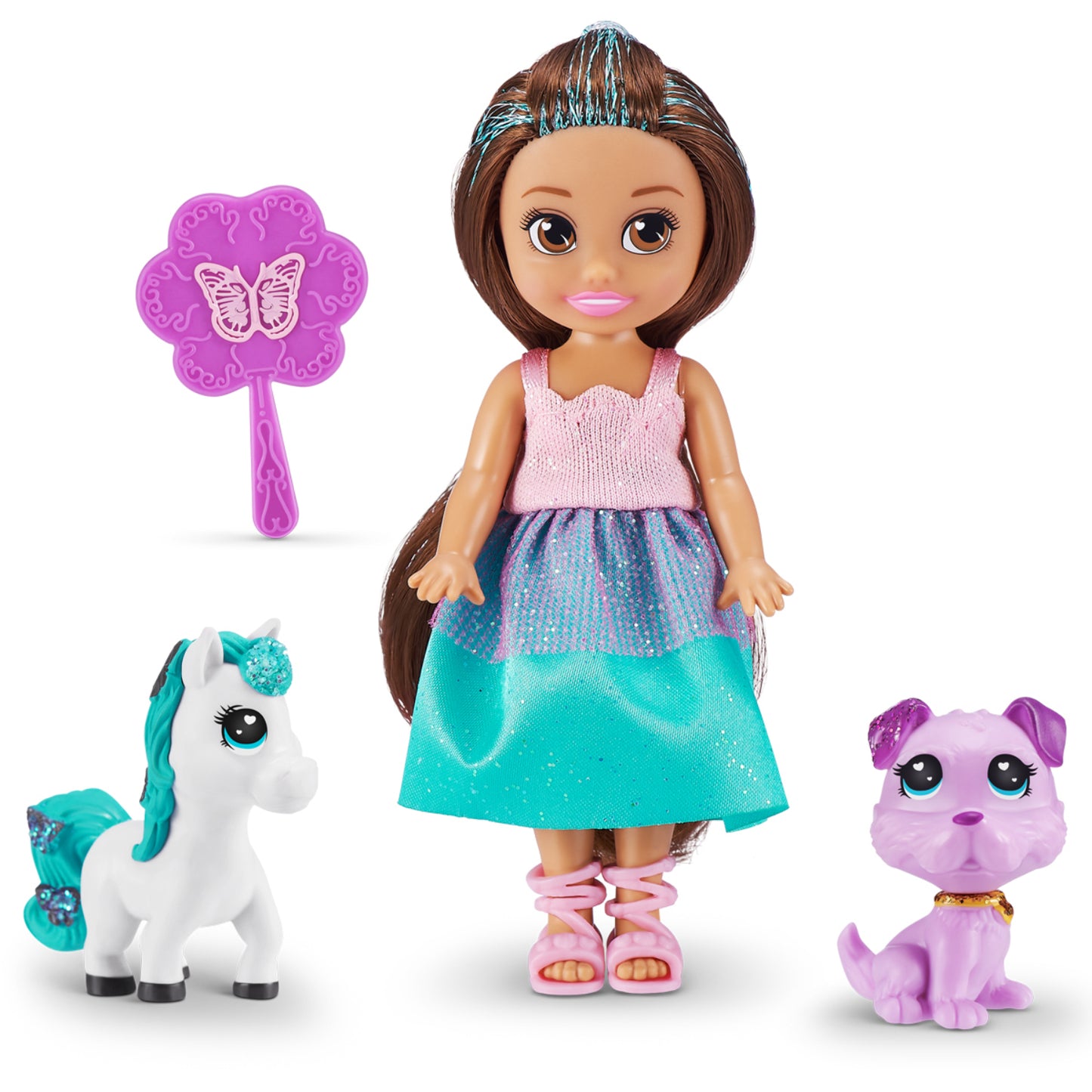 Muñeca de moda Sparkle Girlz de 4,7" con mascotas (variedad)