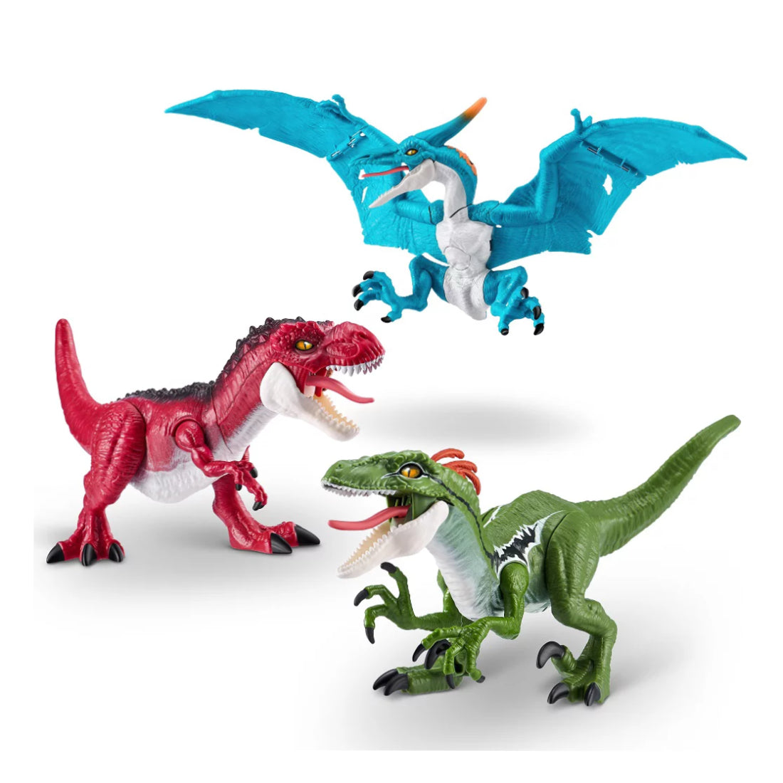 Mascotas electrónicas Robo Alive Dino Action, paquete de 3, rojo, azul y verde