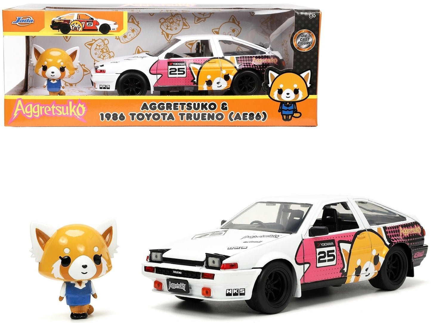 Jada Toys Toyota Trueno Die-cast Car with Aggretsuko Figure - White