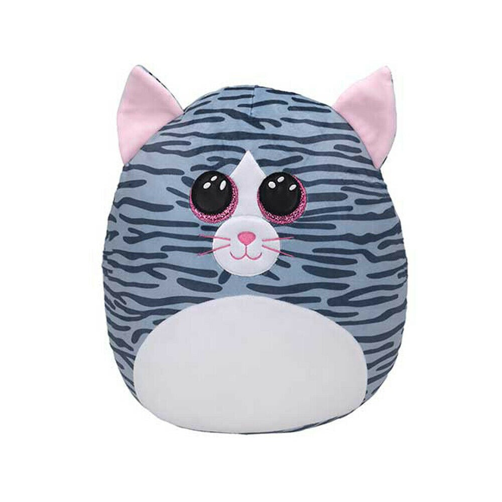 Ty Squishy Beanies 12" Kiki Striped Cat Plush Toy - Gray - Curacao