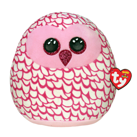 Ty Squish-A-Boos 10" Pinky Owl Plush Toy - Pink