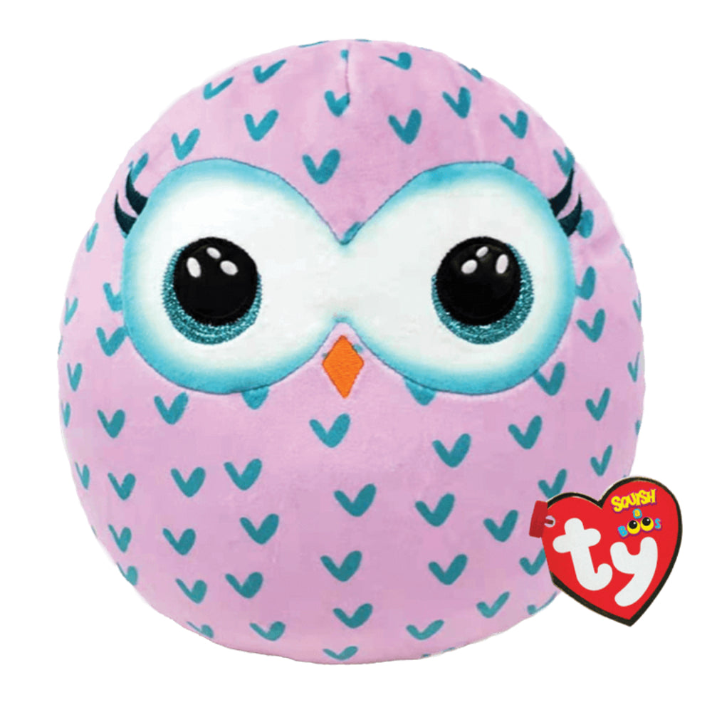 Peluche de búho Winks de 14" de Ty Squish-A-Boos, color rosa