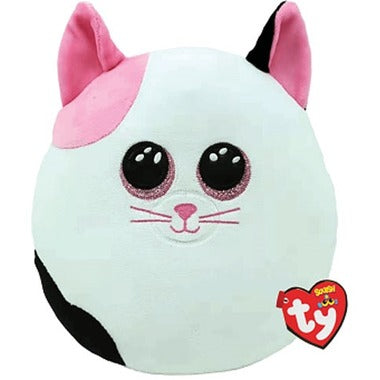 Ty Squishy Beanies - Peluche de gato muffin de 14" (rosa y blanco)