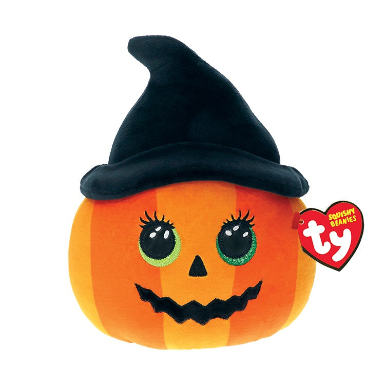Peluche de calabaza Ramona de Ty Squish-A-Boos para Halloween, color naranja y negro