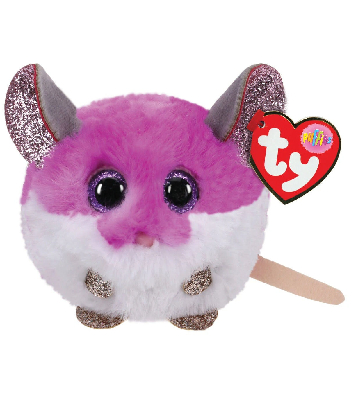 Peluche de ratón Colby de 4" de Ty Puffies, morado y blanco