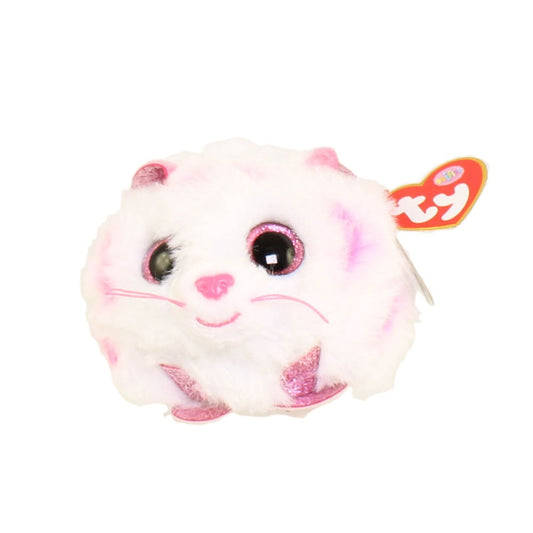 Peluche de tigre Tabor de 4" de Ty Puffies, rosa y blanco