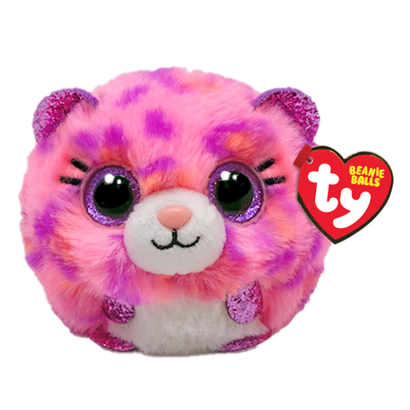 Ty Beanie Balls 4" "Topaz" Pink Leopard Plush Toy