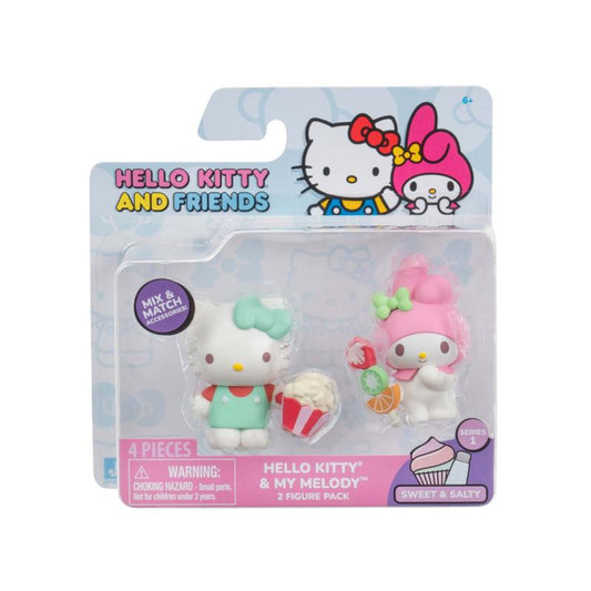 Paquete surtido de 2 figuras de Hello Kitty y sus amigos de 2" con licencia para jugar