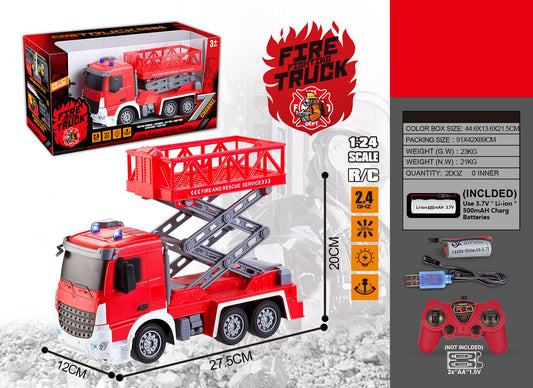 7 Channels 1:24 Scale Fire Fighting Remote Control Truck