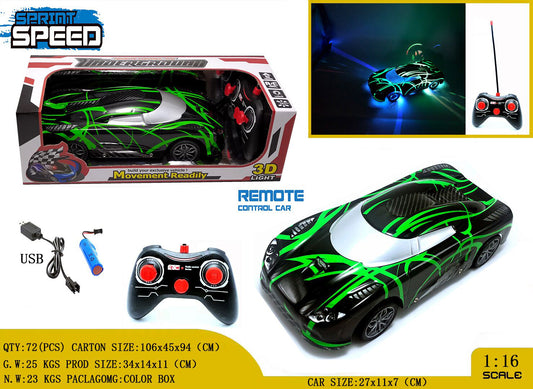 Sprint Speed 1:16 Scale Remote Control Car with Lights