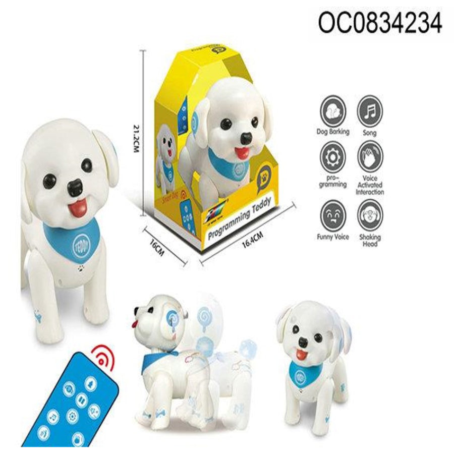 Ocean Toys Remote Controlled "Programming Teddy" Transforming Robot Dog Toy - White