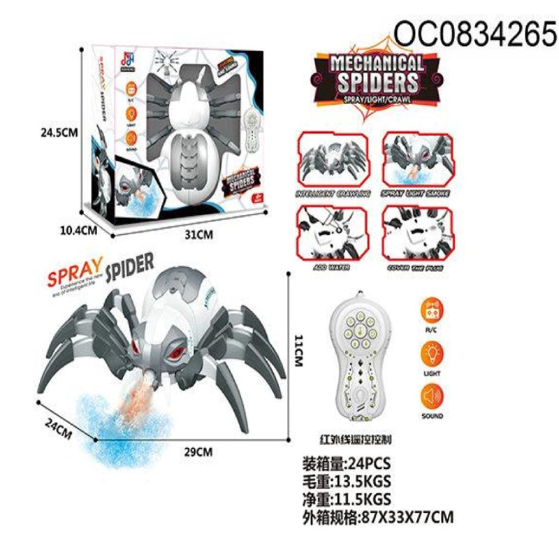 Ocean Toys Remote Controlled Mechanical Spider Toy - White/Gray