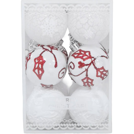 Gansu 6cm Christmas Ball Ornaments (12-Piece) - White