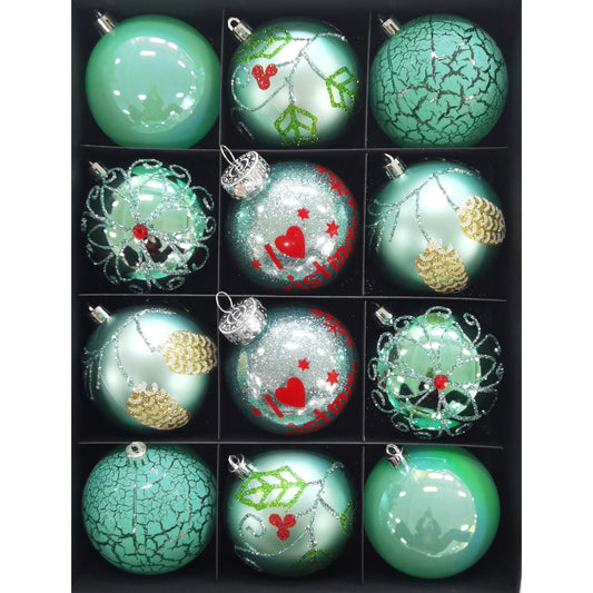 Bolas de Navidad decorativas de 8 cm, 12 unidades, color verde