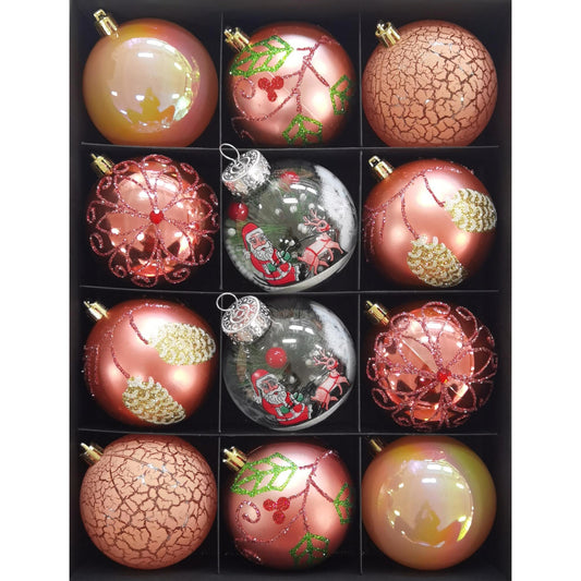 Bolas de Navidad decorativas de 8 cm, 12 unidades, color rosa