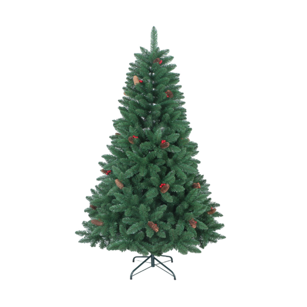 Árbol de Navidad verde TOI de 6 pies con piñas largas y bayas