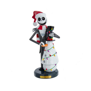 Figura de Jack Skellington con cascanueces de muñeco de nieve de 11" de Pesadilla antes de Navidad de Kurt Adler, rojo y blanco