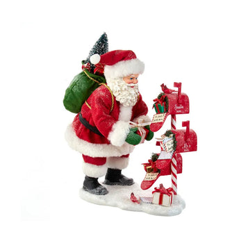 Kurt Adler 10.5" Fabriché Santa with Mailbox, Red/White