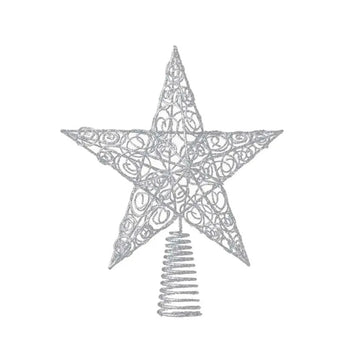 Estrella de árbol sin iluminación de 10" de Kurt Adler, color plateado