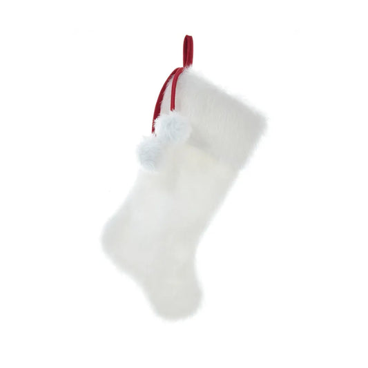 Medias de piel sintética con pompones de Kurt Adler, color blanco