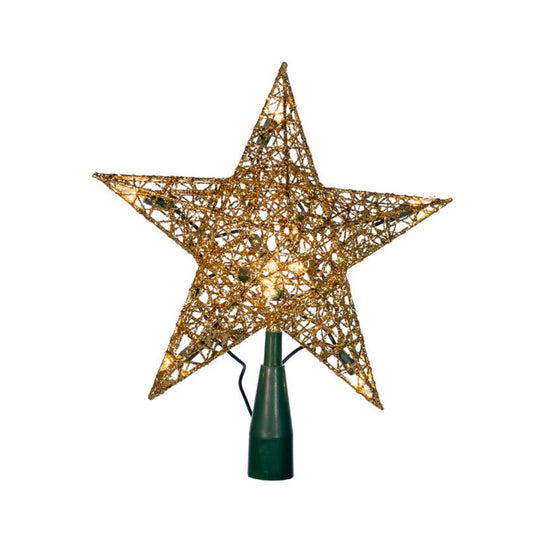 Kurt Adler 10-Light Gold Wire Star Treetop, 9-Inch
