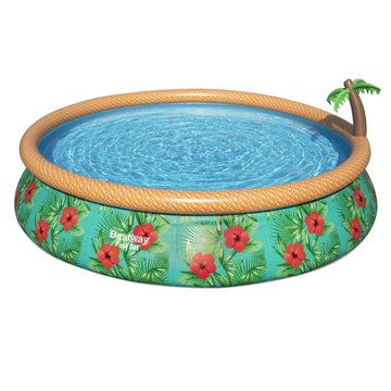 Bestway Fast Set Paradise Palms 15’ X 33” Round Inflatable Pool Set With Sprinkler - Curacao