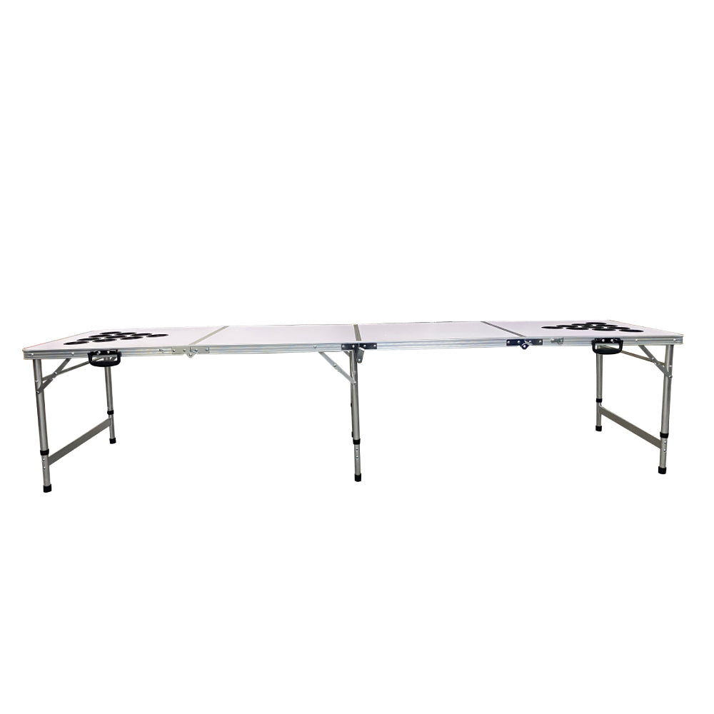 The Outdoor Institute 8 ft. Portable Beer Bong Table - White