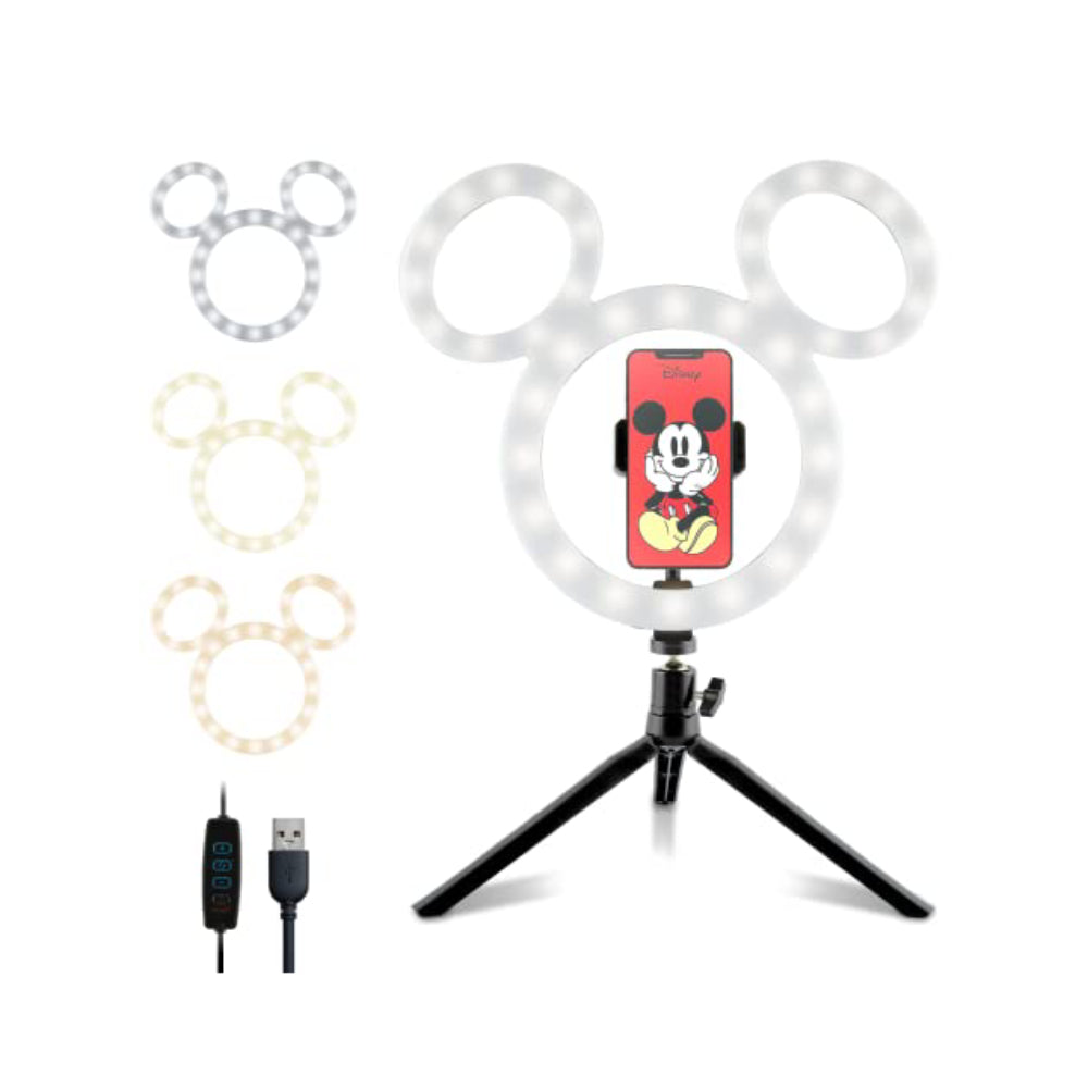 Disney 12" Mickey Mouse Head Shaped LED Large Ring Light with Tripod and Phone Holder