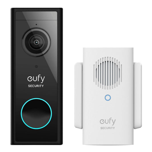 eufy Security T8212111 2K HD WiFi Battery-Powered Video Doorbell with Chime - Black/White