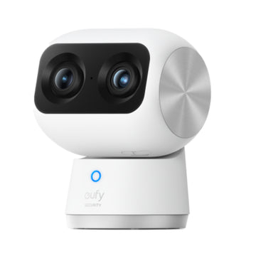 Cámara dual Eufy Security Indoor Cam S350 con movimiento horizontal y vertical de 360° y vigilancia de 360 ​​grados, color blanco