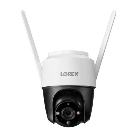 Cámara de seguridad para exteriores con Wi-Fi, panorámica e inclinación, Lorex 2K, color blanco y negro