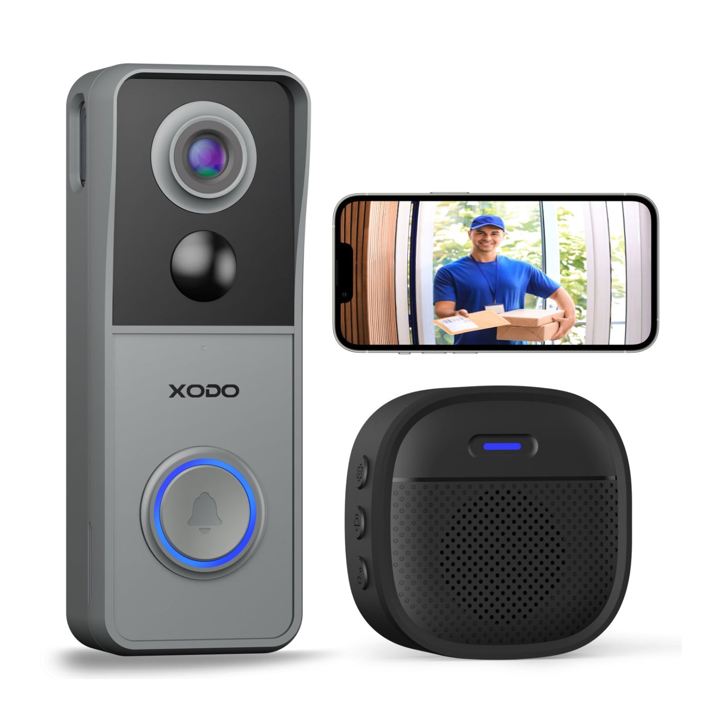 Contixo Xodo VD2 Smart WiFi Wireless Video Doorbell Camera with 2K QHD Camera and Chime