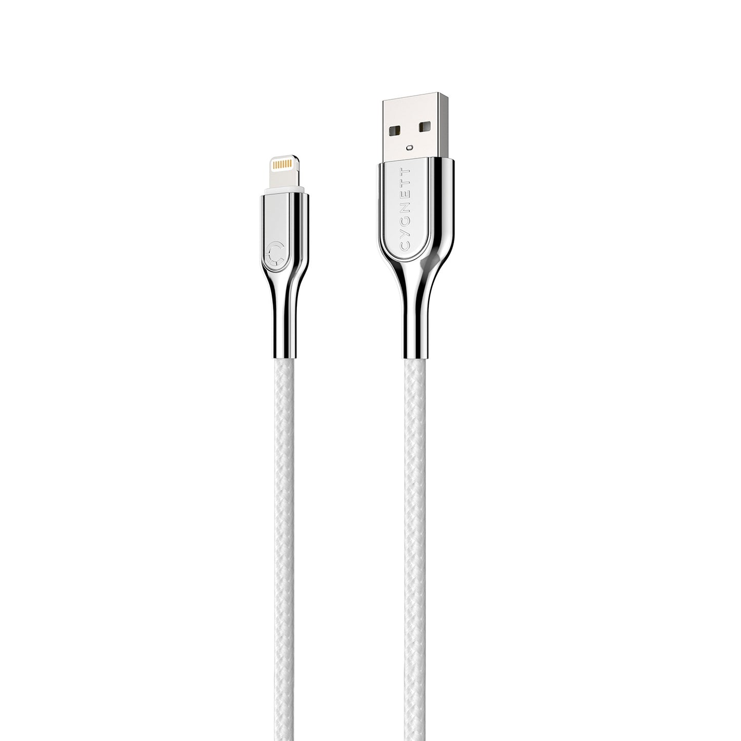 Cable de carga y sincronización blindado Cygnett de 9 pies con conector Lightning a USB-C, color blanco