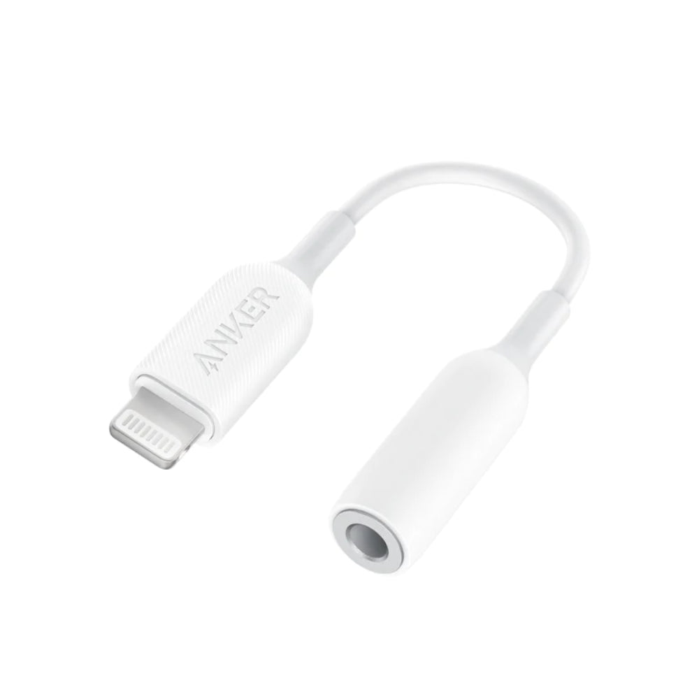 Adaptador de audio hembra Anker de 3,5 mm con conector Lightning, color blanco