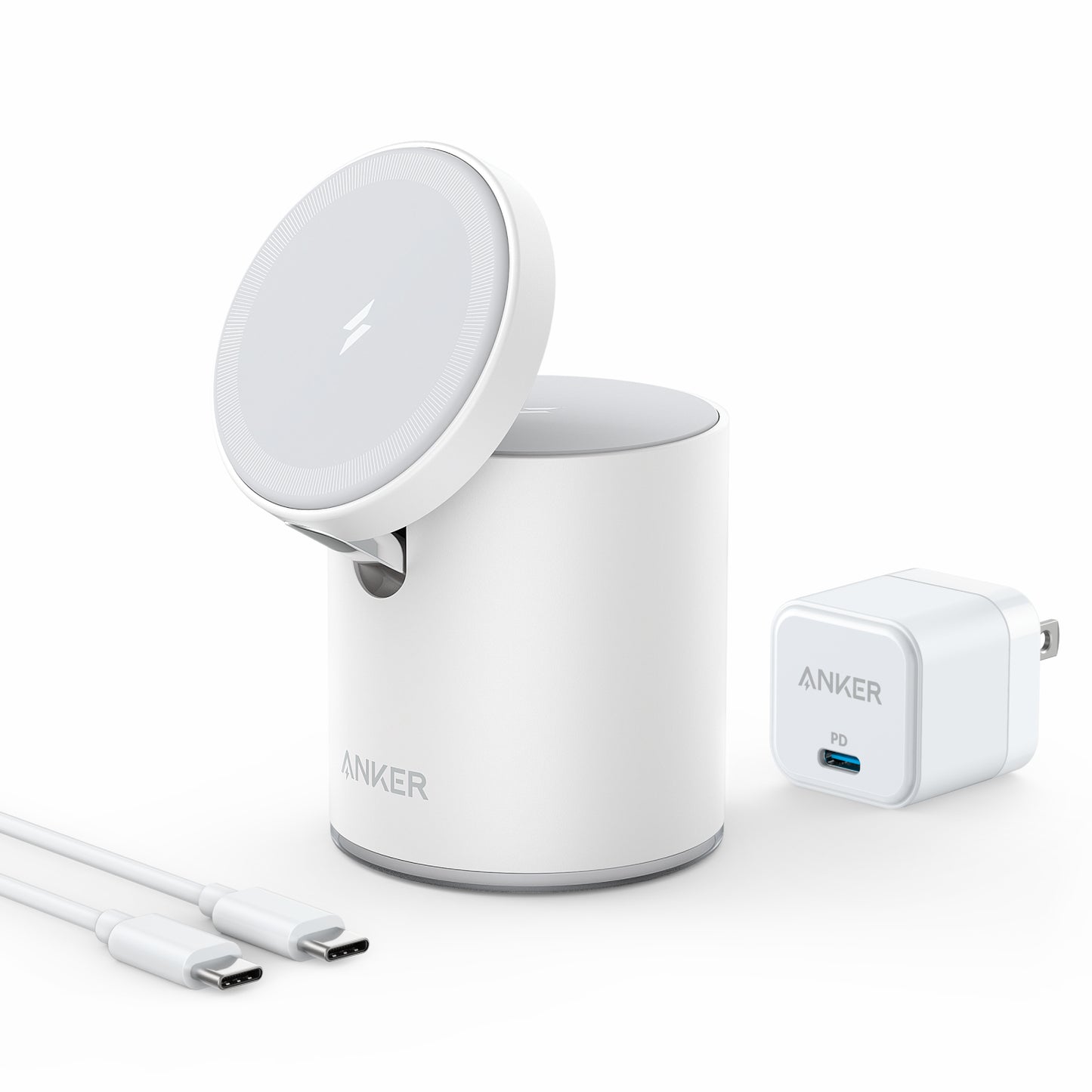 Anker 623 MagGo MagSafe Compatible Magnetic 2-in-1 Wireless Charger - White