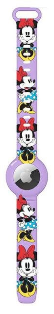 Correa para reloj AirTag de silicona ajustable, suave y duradera, de Quest USA Corp Disney - Caras de Minnie en color morado 