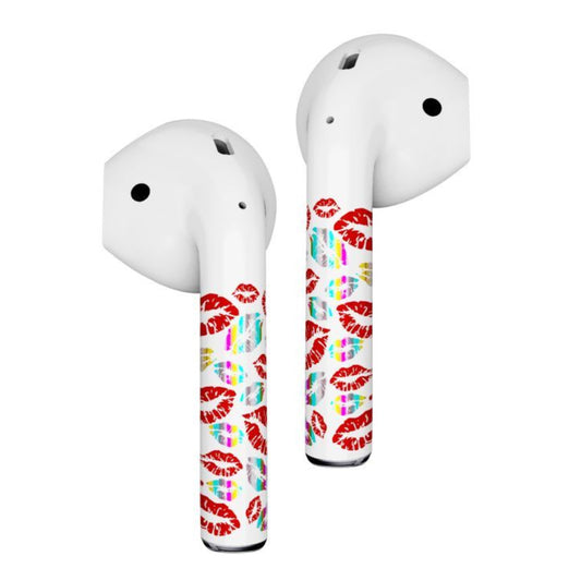 ROCKMAX AirPods Skin para Apple AirPods 1 y 2 - Labios rojos plateados